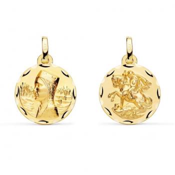 Medalla de oro 9k Virgen Nina 19mm y Escapulario de oro 18k Inmaculada Romero Virgen de Montserrat Corazón de Jesús 18mm