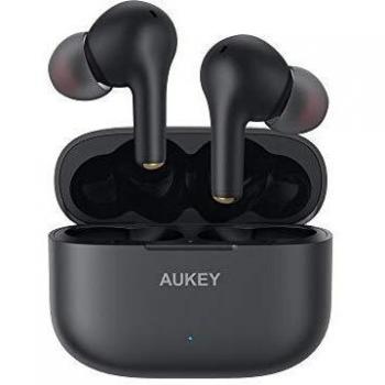 AUKEY Auriculares Inalámbricos Bluetooth 5 aptX Graves Mejorados, 4-Micrófonos Auriculares Bluetooth con CVC 8.0 Cancelación de Ruido, IPX7 Impermeable, Carga Rápida USB-C para Android y iPhone
