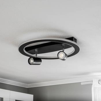 Lindby Berisha Lámpara de techo LED moderna, 3 luces, color negro, fabricada en metal, ideal para salón y comedor, utiliza bombillas GU10
