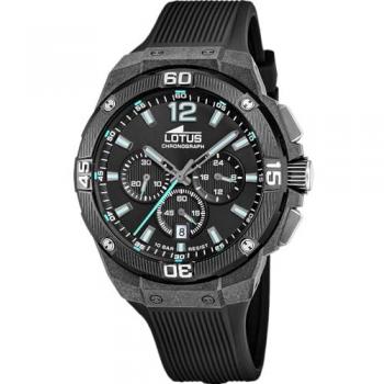Reloj Lotus Hombre 18975/3 Cronógrafo Negro Correa de Caucho y Caja de Fibra de Carbono
