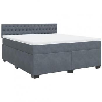 Cama box spring con colchón de terciopelo gris oscuro 180x200 cm