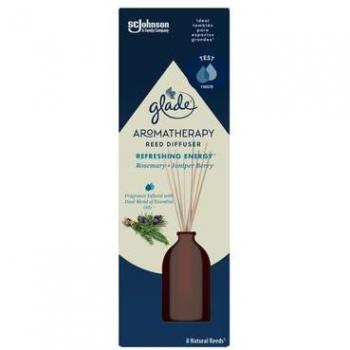 GLADE - Aromatherapy Varillas Fragancia Refreshing Energy, Romero y Enebro, Líquido con Aceites Esenciales, 8 Varillas de Ratán, 45 Días de Duración, 70 ml