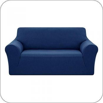 UMI. by Amazon Funda Sofa Suave Elastica de Color Liso 2 Plazas Azul