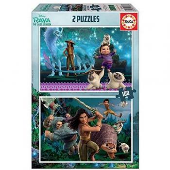 Educa 18883 Raya y el Último Dragón. Set de 2 Puzzles de 100 Piezas. A Partir de 6 años, Multicolor