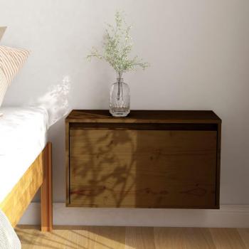 Armario de pared de madera maciza de pino 60x30x35 cm en color marrón miel, mueble de almacenaje y estantería para oficina, estudio, sala de estar y dormitorio