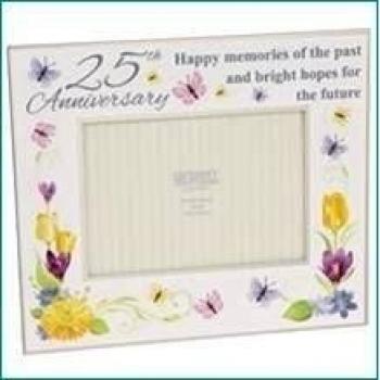 Floral Delight - 25th Anniversary Photo Frame. 18cm x 21cm . Happy memories of the past and bright hopes for the future