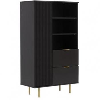 Estantería Providence U103, Cerrable, Con Cajones y Puertas, Aglomerado Laminado MDF, 140x80x41cm, Negro