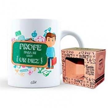 Mr Cool Taza en Caja Regalo en Mensaje Profe para mi Eres un Diez-Niño, Cerámica, Multicolor, 15x10x5 cm