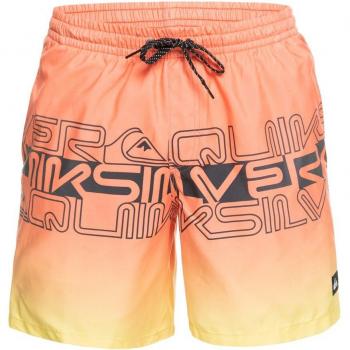 Bañador Quiksilver Everyday Wordblock 17' para hombre, color naranja, amarillo y negro, talla S