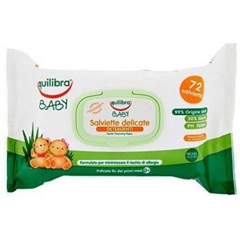 Equilibra - Toallitas delicadas con Aloe Vera para la piel del bebé - 72 unidades