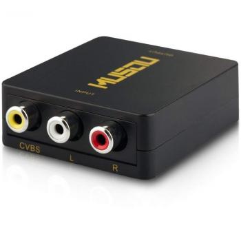 RCA a HDMI Convertidor,Musou 3RCA Compuestas AV a HDMI Video Audio Convertidor de carga USB Soporte 720p/1080p para PS4 PS3 PC Xbox TV STB VHS.