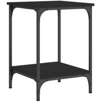 Mesa de centro de madera de ingeniería 40x40x55 cm en color negro, roble ahumado y gris sonoma