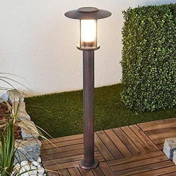 Lindby Iluminación LED de senderos Pavlos, color óxido, lámpara para exterior tradicional en marrón, hecha de acero, 1 llama