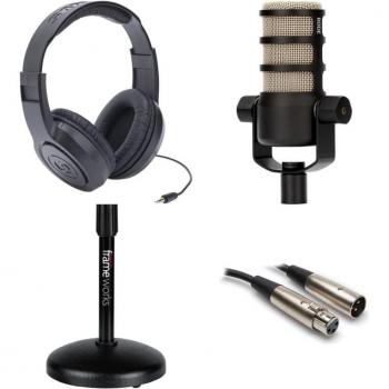 Rode PodMic Dynamic Podcasting Microphone Bundle with Headphones, Stand, and XLR Cable