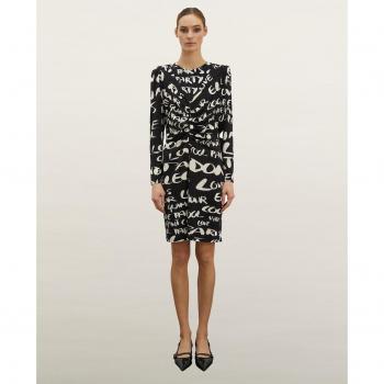 Vestido corto fruncido con estampado