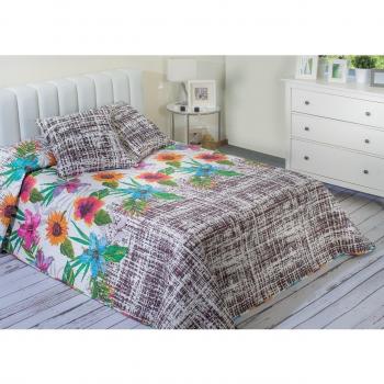 Algodón Blanco Denia - Colcha bouti estampada, para cama de 135 cm, 235 x 270 cm, 2 fundas de cojín, 60 x 60 cm