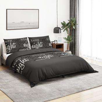Juego de Funda Nórdica Algodón 260x220 cm Color Blanco y Marrón, Gris Claro, Gris y Negro