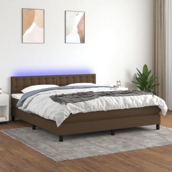 Colchón cama suave y LED marrón oscuro tela 160x200 cm