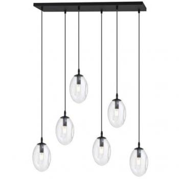 Lámpara de Suspensión Astral EPIKASA, Acero con Recubrimiento de Polvo y Vidrio Negro, 70x100x22 cm