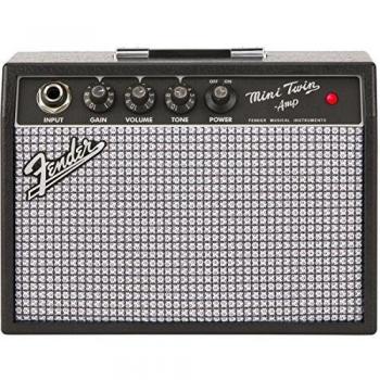 Fender Mini '65 Twin Amp - 15-watt guitar amplifier, two channels (clean and overdrive), built-in reverb, compact size, vintage styling, headphone output, aux input for playing along with music
