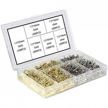 Pequeños Clavos Pequeños Tornillos de Madera Compacto Antiguo DIY Caja Decorativa Accesorios Mini Clavos Oro Plata 1160PCS 1.5x16mm, 1.5x19mm 1.5x25mm en Caj