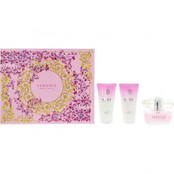 Versace Bright Crystal 3-Piece Gift Set with Eau De Toilette, Shower Gel, and Body Lotion