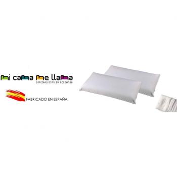 MICAMAMELLAMA Pack 2 Almohadas VISCOELASTICA 100% - Antiácaros y Antibacterias - Tejido Aloe Vera - Doble Funda con Cremallera - Ergonomica - 90cm