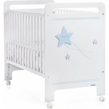 Cuna Trama Galaxia Blanco Mate Azul Bebé con Diseño Estrellado