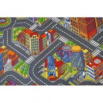 Alfombra Infantil Carreteras Big City Gris 100x250 cm