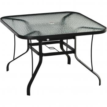 Mesa de Jardín Muara Outsunny con Orificio para Sombrilla Negro 71x106,5 cm