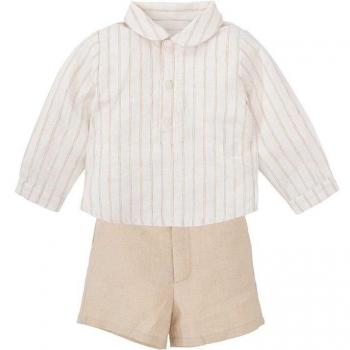 Conjunto de bebé niño de camisa a rayas de manga larga y bermuda
