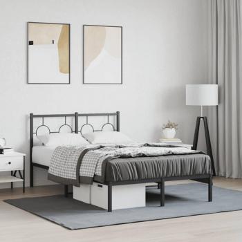 Cabecero de metal negro 120x190 cm con estructura de cama Vidaxl