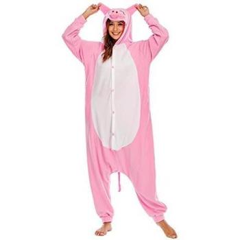 Pijamas Animales Mujer Disfraces de Cosplay para Adultos Pijama Cerdo Enteros, XL