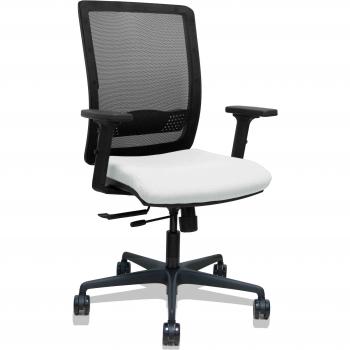 Silla Haches Traslack Malla Negra Asiento Bali Blanco Brazos 2D Ruedas 65mm