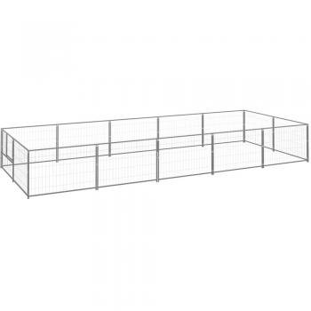 vidaXL Dog Kennel Silver 10 m² Steel
