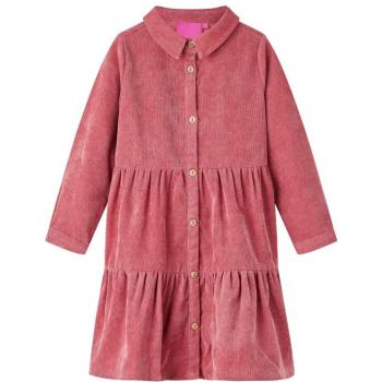 Vestido infantil de manga larga de pana rosa palo