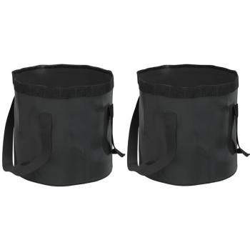Cubos Plegables Balde Flexible 30 Litros PVC Negro y Azul - 2 Unidades