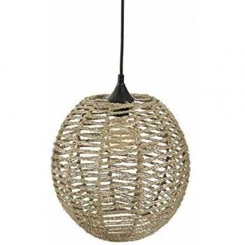 Lámpara colgante bola de ratán y metal