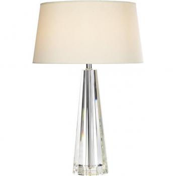 Lámpara de mesa de cristal chipriota y cromo pulido con 1 luz, Tapered Crystal completa con pantalla redonda Tapered