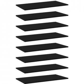 Black Engineered Wood Bookshelf Boards Set of 8 - 31.5x15.7x0.6 (80x40x1.5 cm)