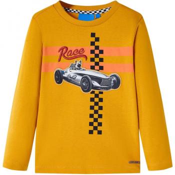 Camiseta infantil de manga larga color ocre 128