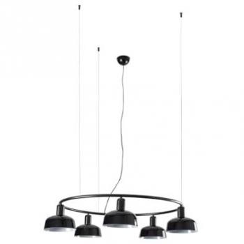 Lámpara de Techo Colgante Cilíndrica Pequeña Tatawin de 5 Luces en Satinado Negro