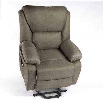Sillón Relax Eléctrico Masaje Miami - Elevable, Reclinado, Levanta Personas, Vibración y Calor Lumbar, Conexión USB, Tela Microfibra (Capuchino)