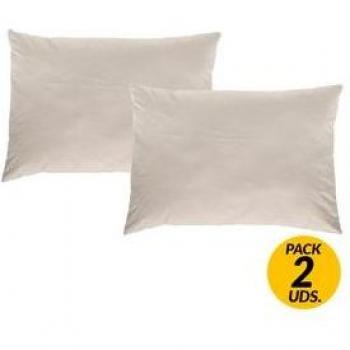 Pack De 2 Fundas De Almohada Lisa Algodón Beige 50X90 Cm