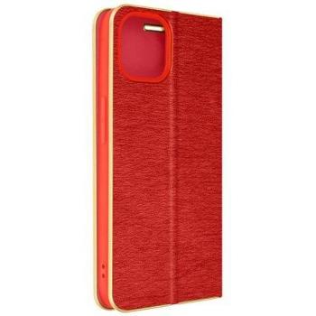 Funda Tarjetero y Soporte Vídeo para Apple iPhone 14 Roja y Dorada