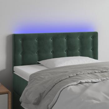 Cabecero LED Terciopelo Verde Oscuro 100x5x78/88 cm