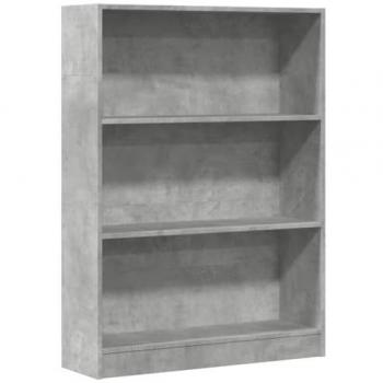 Estantería de madera de ingeniería gris hormigón 80x24x109 cm