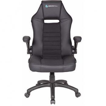 Newskill Nayuki, Silla Gaming Profesional con Respaldo 2.5D, Reposabrazos Alcochado y Ajustable, Respaldo con Mecanismo de Balanceo, Pistón Gas Clase 4 hasta 150 kg, Cuero PU y Tela, Color Negra