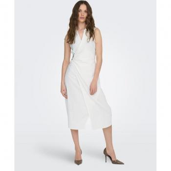 Jdy - Vestido midi sin mangas Jdypalma S/L Midi Wrap Dress Wvn 15324982 White Pepper