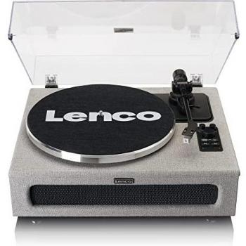 Lenco LS-440GY - Giradiscos Bluetooth con 4 Parlantes Integrados, 40W RMS, Automático, Diseño Retro